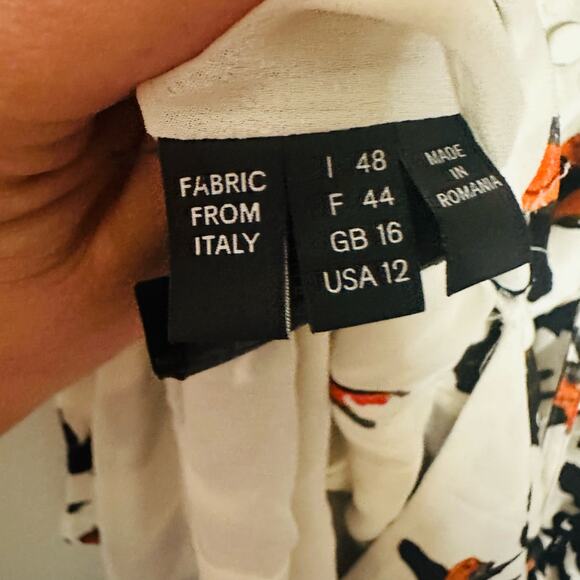 DEREK LAM White Floral Print Camisole Button Front Waist Tie Midi Dress Size 12 - Picture 14 of 16